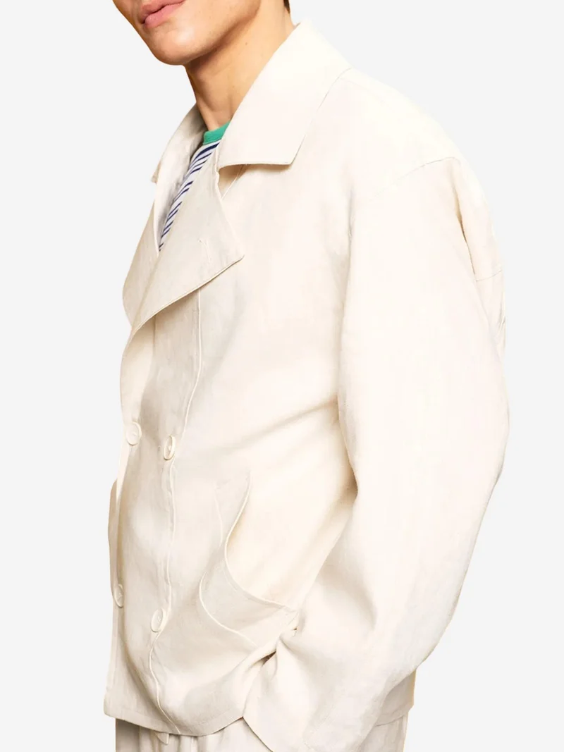 Giesto Beige Natural GIESTO Double Breasted Linen Jacket for Men | Best Price UAE